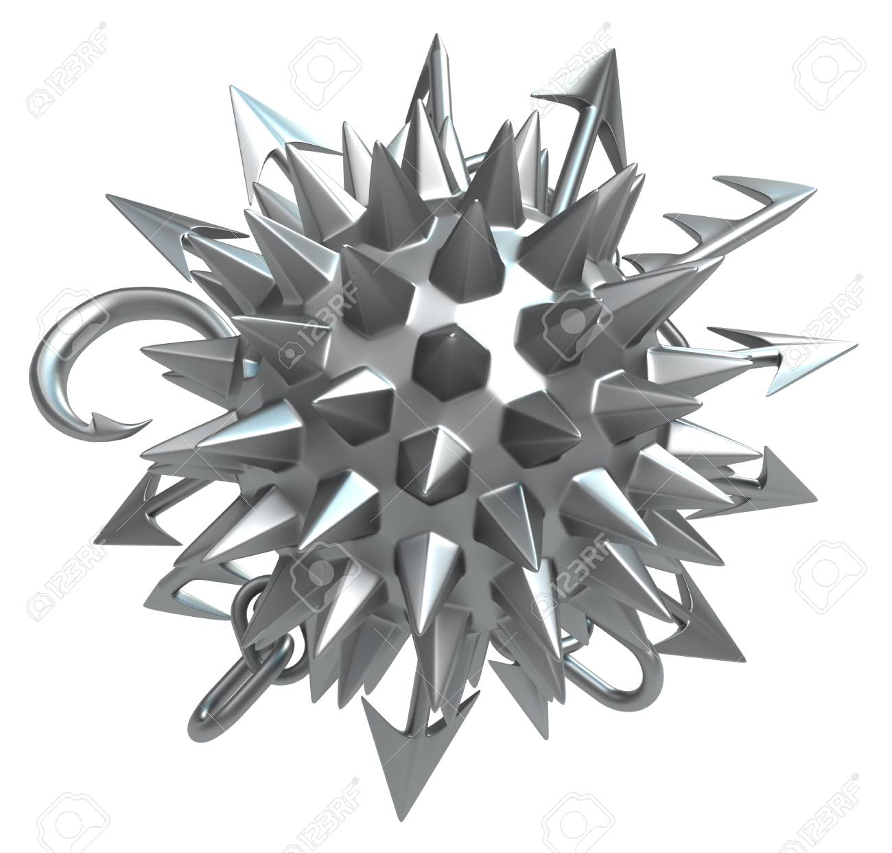 very spiky metal ball with barbs